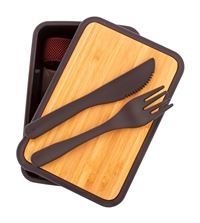 PORTA PRANZO RICICLATO CON TAPPO IN BAMBOO